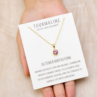 Gold Plated October (Tourmaline) Birthstone Necklace Created with Zircondia® Crystals
