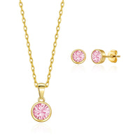 Gold Plated October (Tourmaline) Birthstone Necklace & Earrings Set Created with Zircondia® Crystals