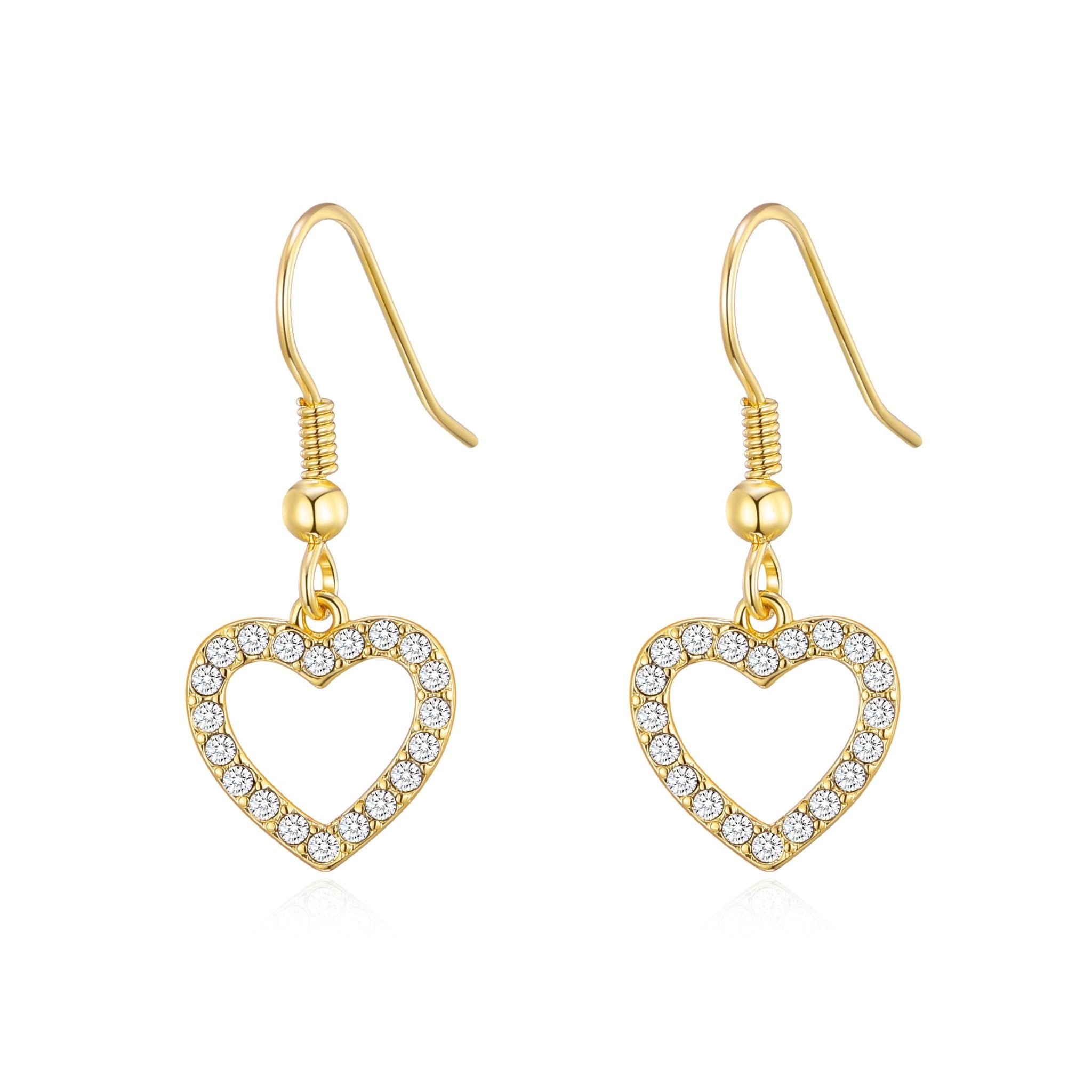 Gold Plated Open Heart Drop Earrings Created with Zircondia® Crystals