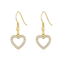 Gold Plated Open Heart Drop Earrings Created with Zircondia® Crystals