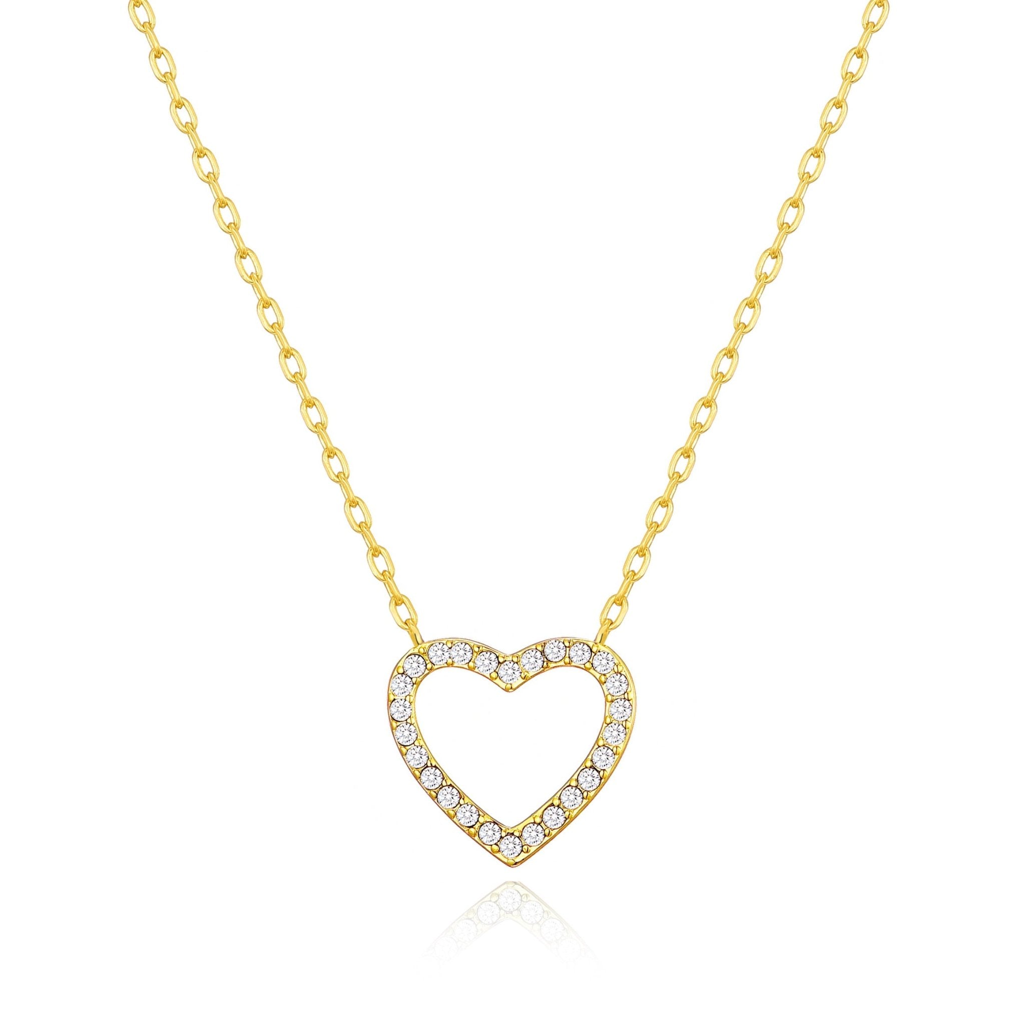 Gold Plated Open Heart Necklace Created with Zircondia® Crystals
