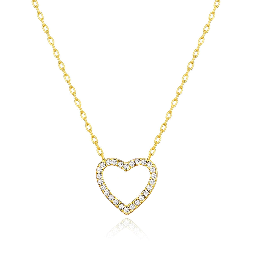 Gold Plated Open Heart Necklace Created with Zircondia® Crystals