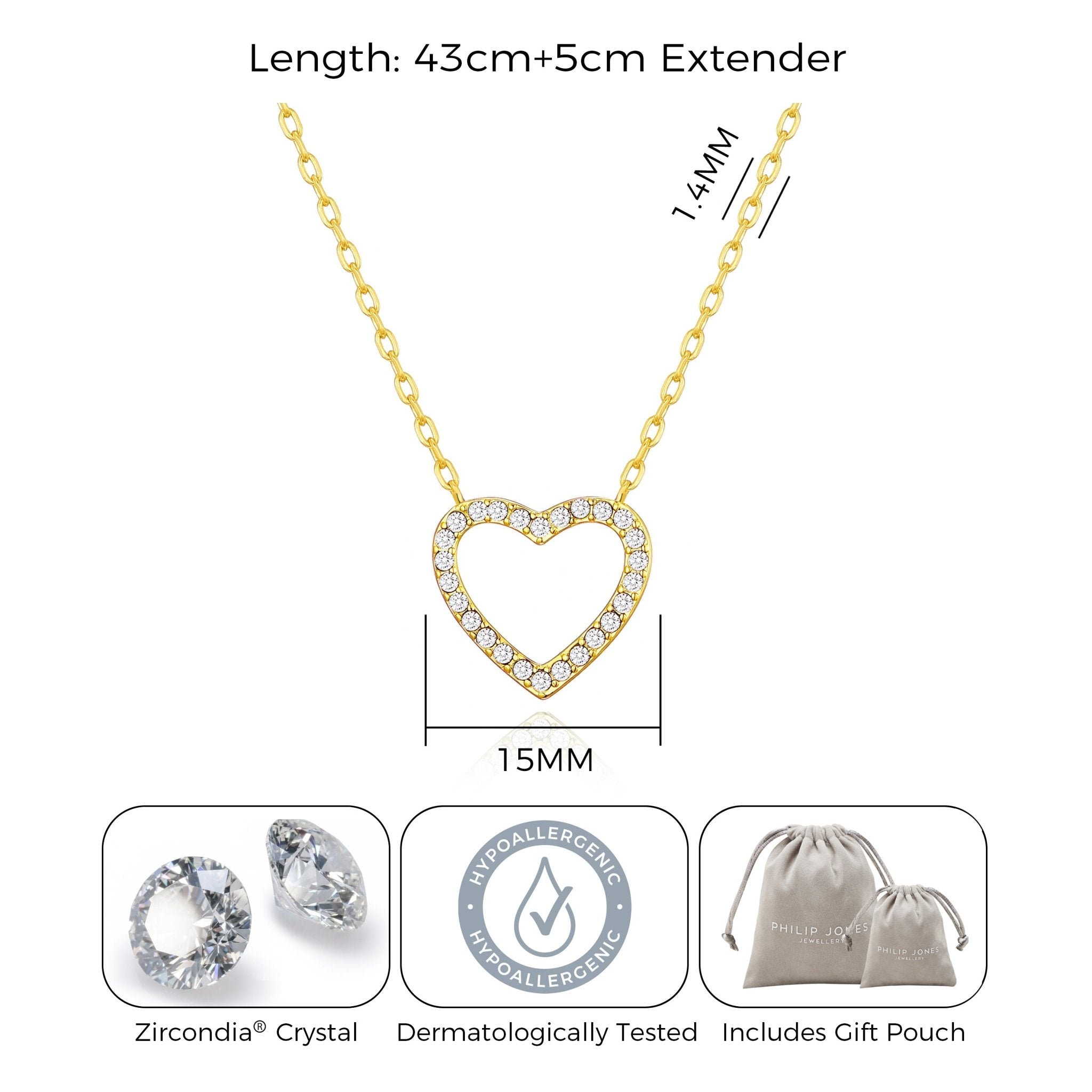 Gold Plated Open Heart Necklace Created with Zircondia® Crystals