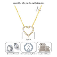 Gold Plated Open Heart Necklace Created with Zircondia® Crystals