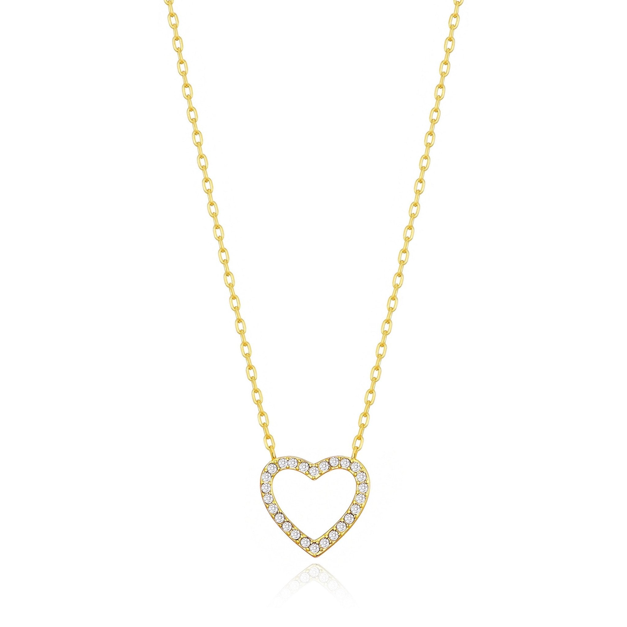 Gold Plated Open Heart Necklace Created with Zircondia® Crystals