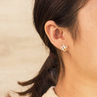 Gold Plated Orbit Earrings Created with Zircondia® Crystals