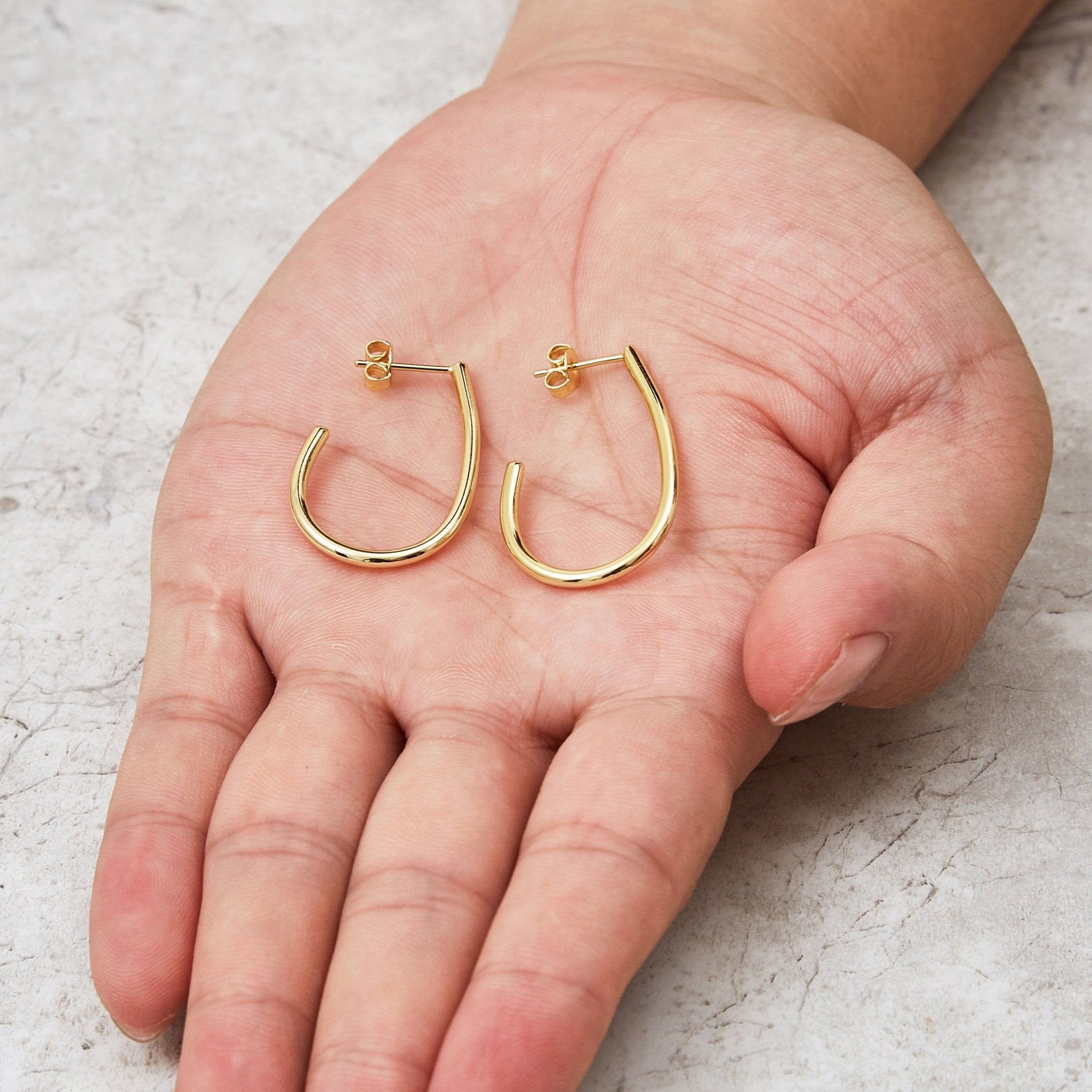 Gold Plated Oval Hoop Earrings