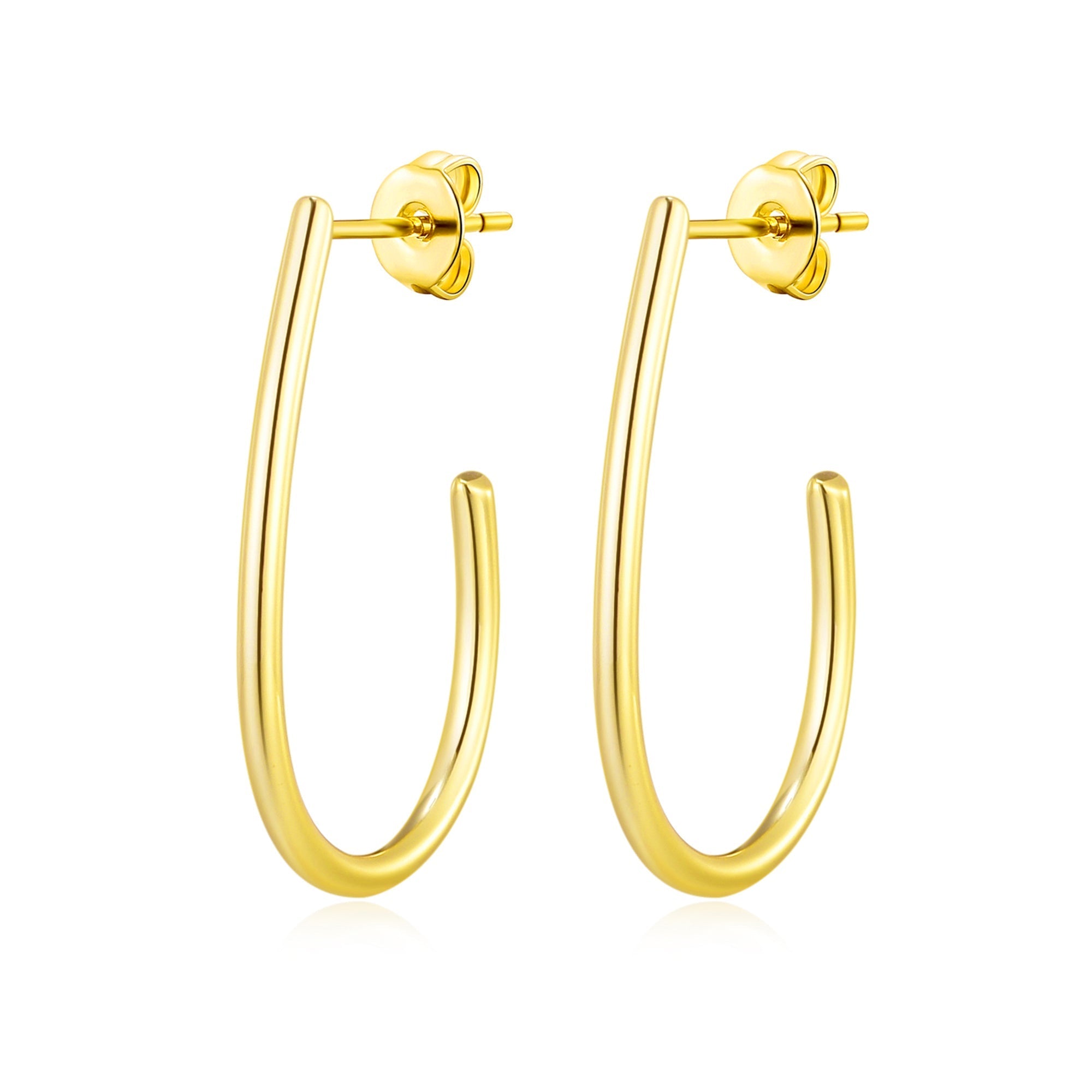 Gold Plated Oval Hoop Earrings