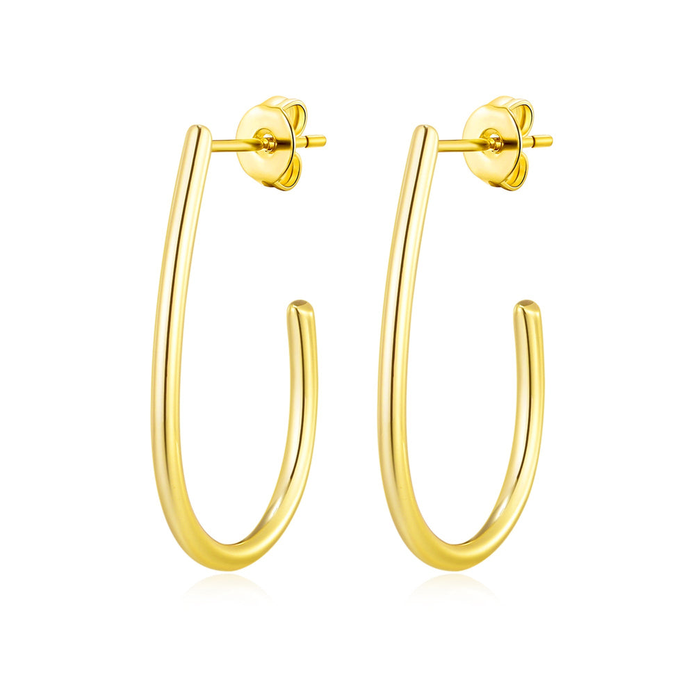 Gold Plated Oval Hoop Earrings