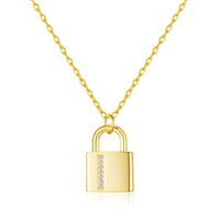 Gold Plated Padlock Necklace Created with Zircondia® Crystals