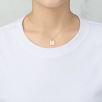 Gold Plated Padlock Necklace Created with Zircondia® Crystals