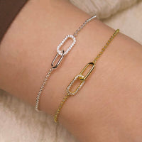 Gold Plated Paperclip Link Bracelet Created with Zircondia® Crystals