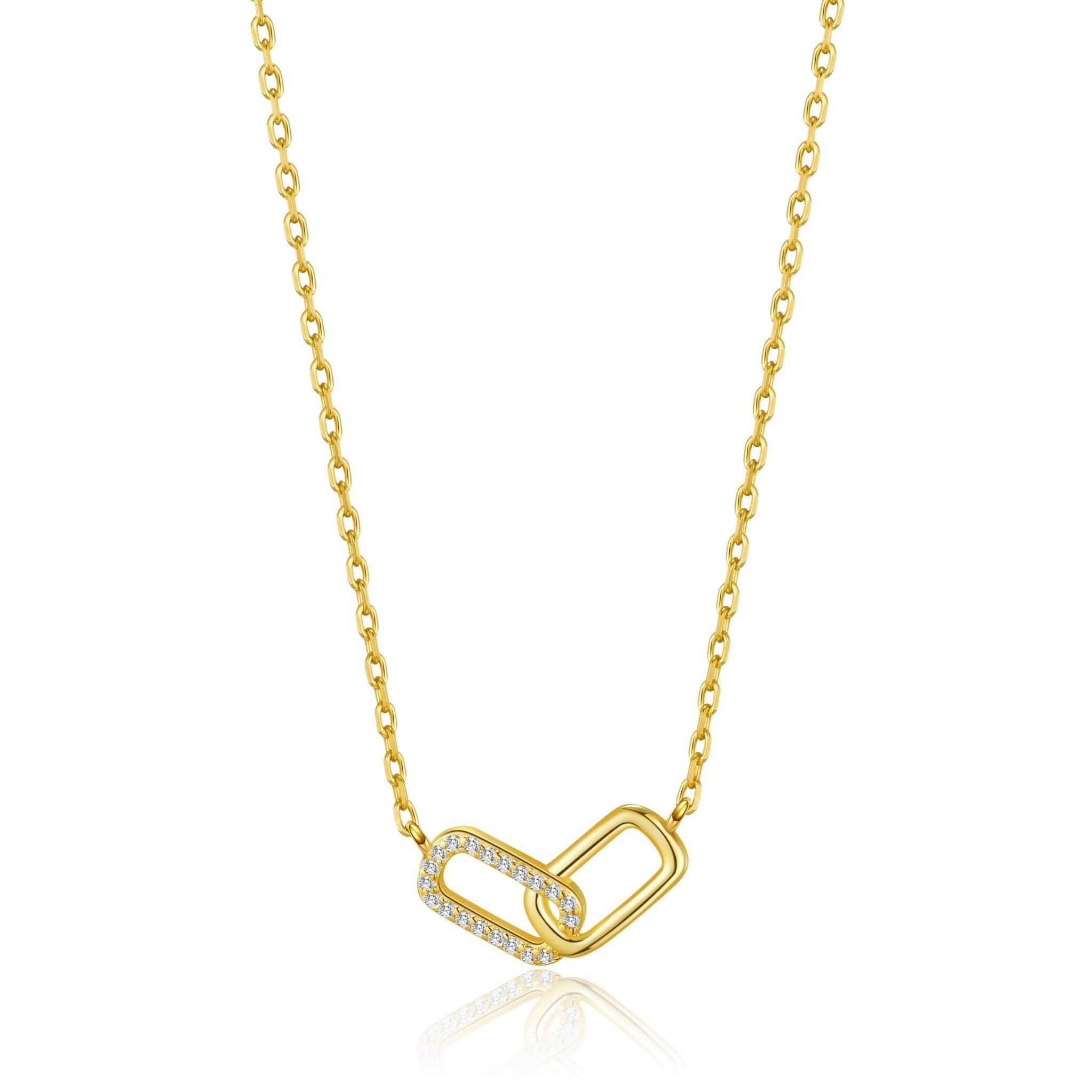 Gold Plated Paperclip Link Necklace Created with Zircondia® Crystals