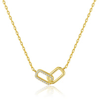 Gold Plated Paperclip Link Necklace Created with Zircondia® Crystals