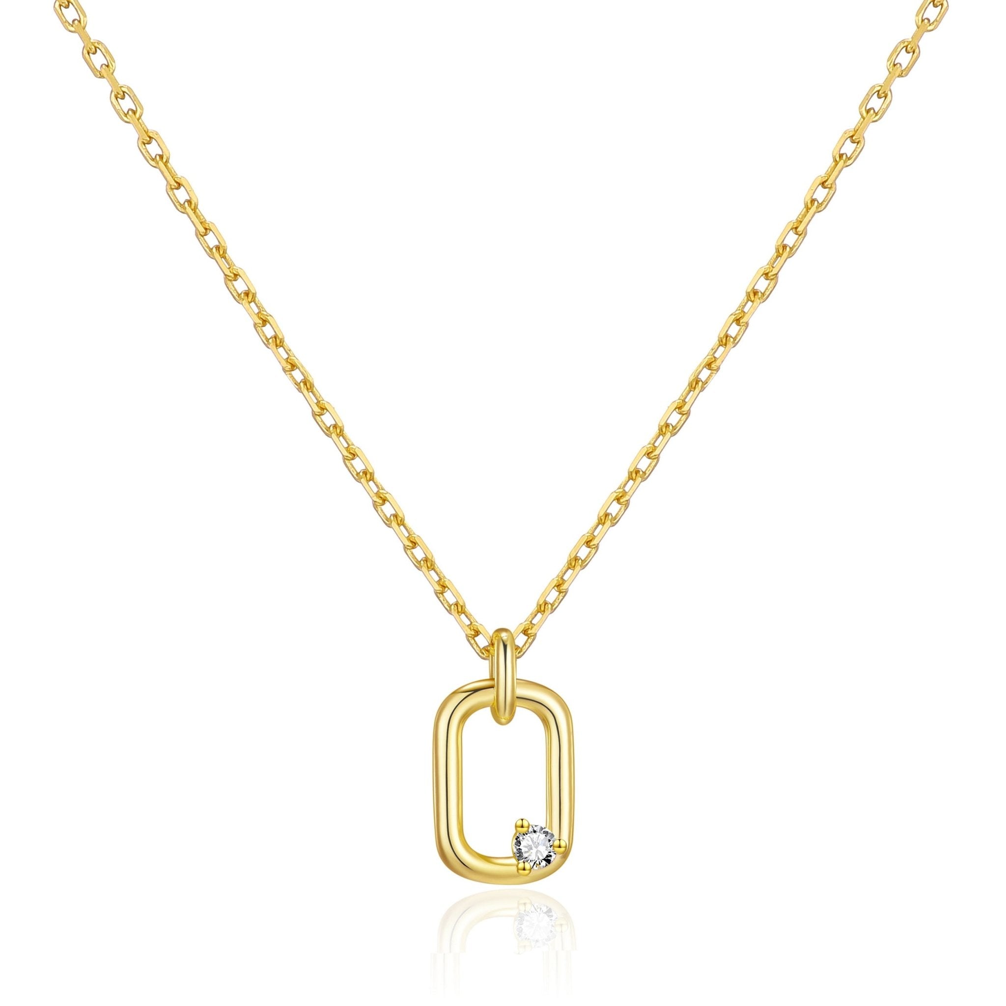 Gold Plated Paperclip Necklace Created with Zircondia® Crystals