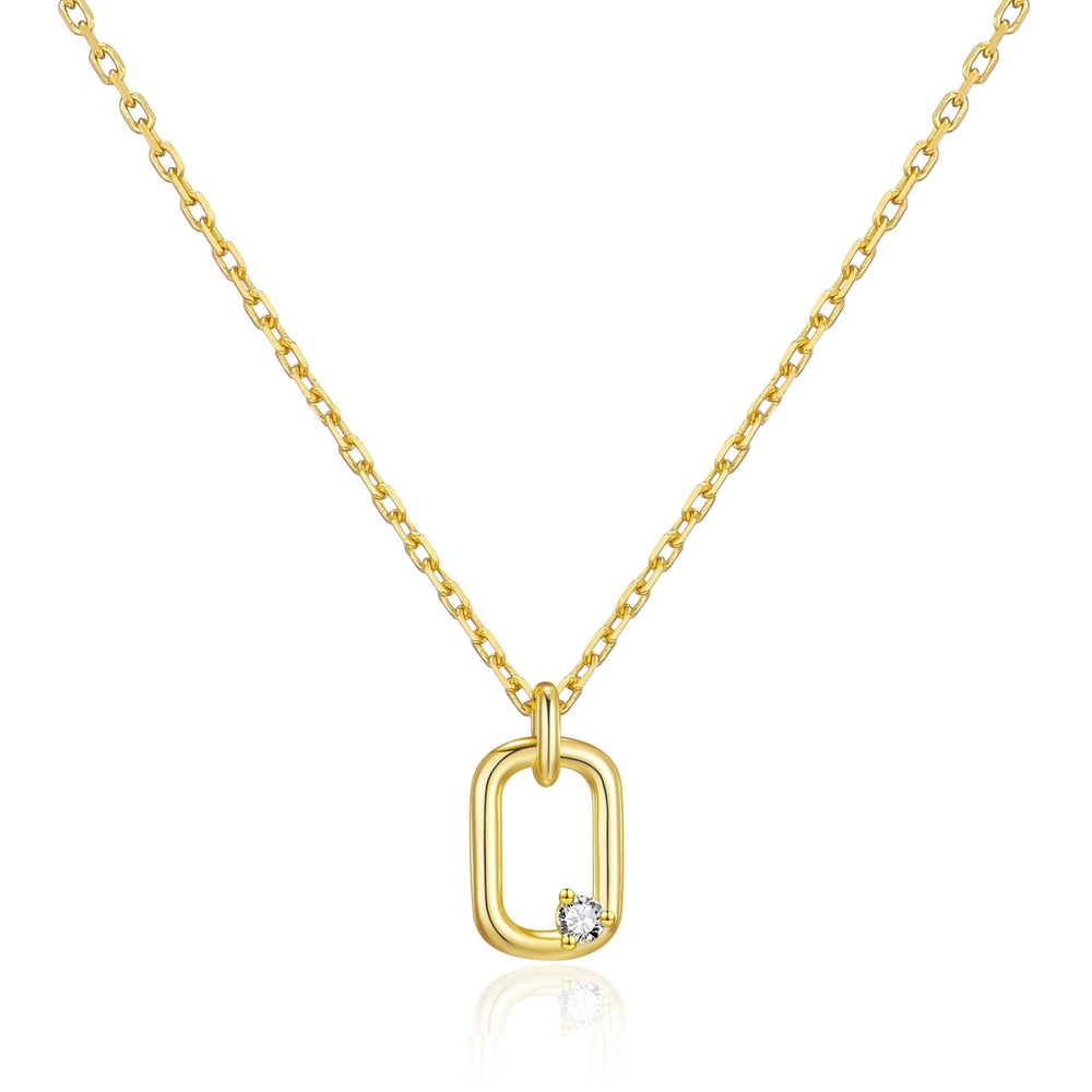 Gold Plated Paperclip Necklace Created with Zircondia® Crystals