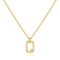 Gold Plated Paperclip Necklace Created with Zircondia® Crystals
