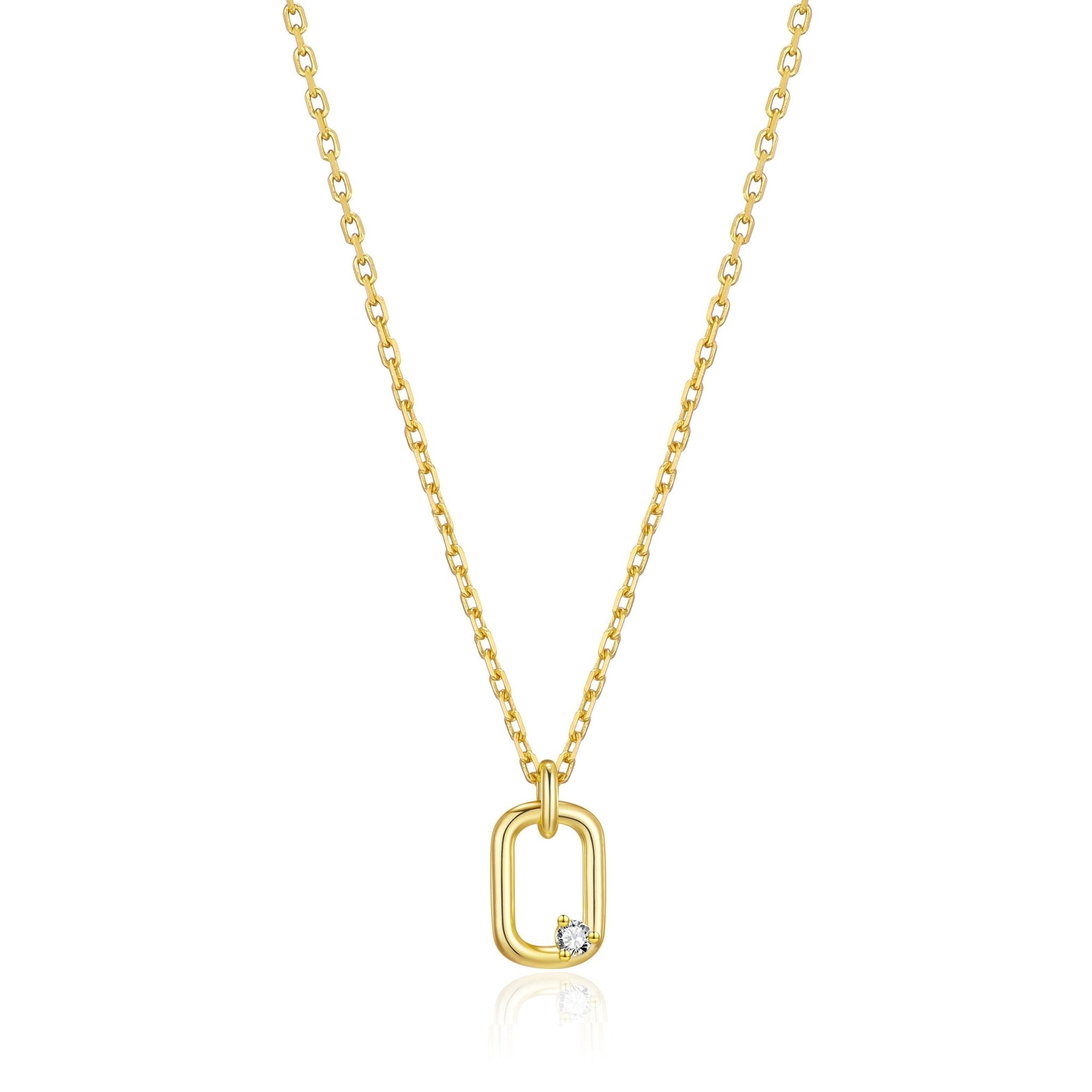 Gold Plated Paperclip Necklace Created with Zircondia® Crystals
