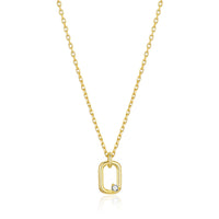 Gold Plated Paperclip Necklace Created with Zircondia® Crystals