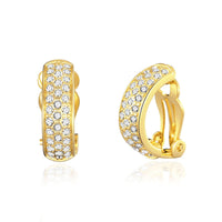 Gold Plated Pave Clip On Earrings Created with Zircondia® Crystals