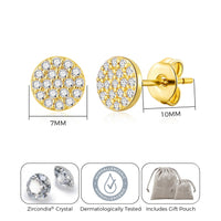 Gold Plated Pave Round Earrings Created with Zircondia® Crystals