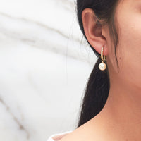 Gold Plated Pearl Drop Set Created with Zircondia® Crystals