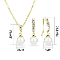 Gold Plated Pearl Drop Set Created with Zircondia® Crystals