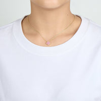 Gold Plated Pink Mother of Pearl Gemstone Clover Necklace