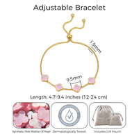 Gold Plated Pink Mother Of Pearl Multi Clover Friendship Bracelet