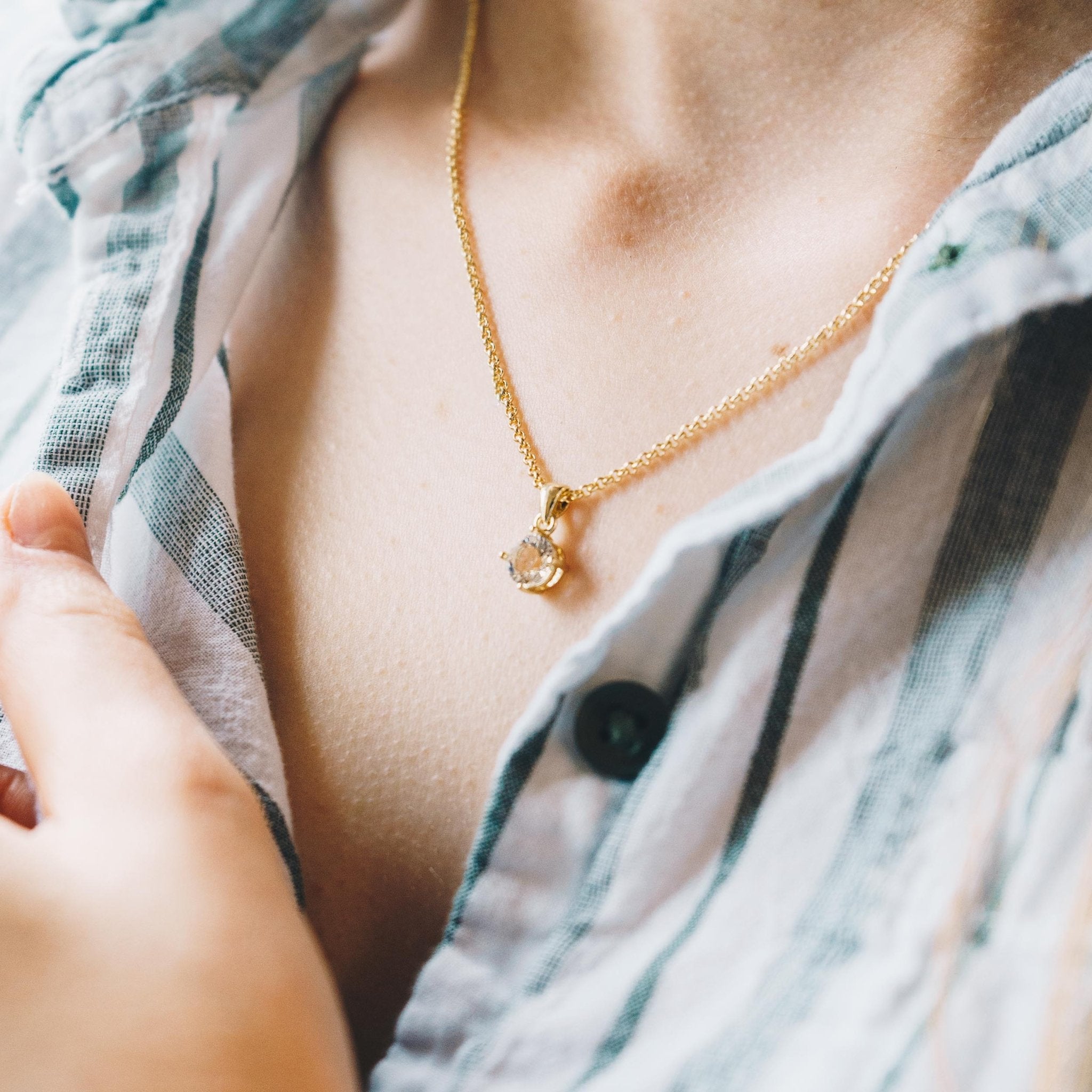 Gold Plated Round Solitaire Set Created with Zircondia® Crystals