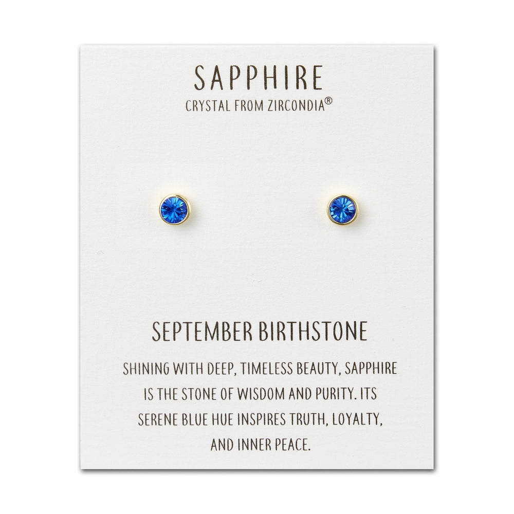 Gold Plated September (Sapphire) Birthstone Earrings Created with Zircondia® Crystals