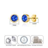 Gold Plated September (Sapphire) Birthstone Earrings Created with Zircondia® Crystals