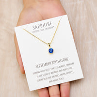Gold Plated September (Sapphire) Birthstone Necklace Created with Zircondia® Crystals