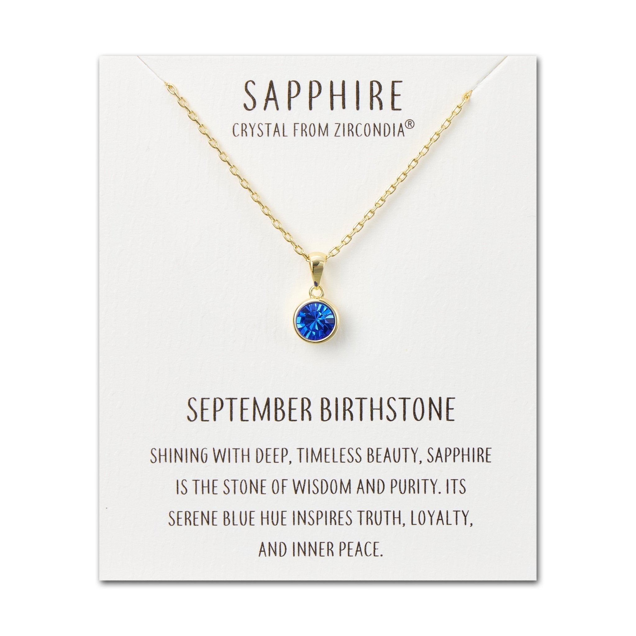 Gold Plated September (Sapphire) Birthstone Necklace Created with Zircondia® Crystals