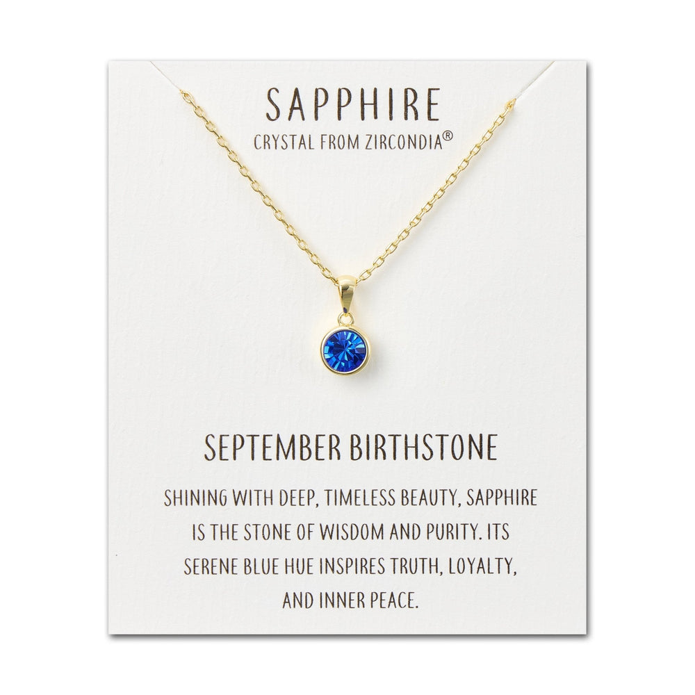 Gold Plated September (Sapphire) Birthstone Necklace Created with Zircondia® Crystals