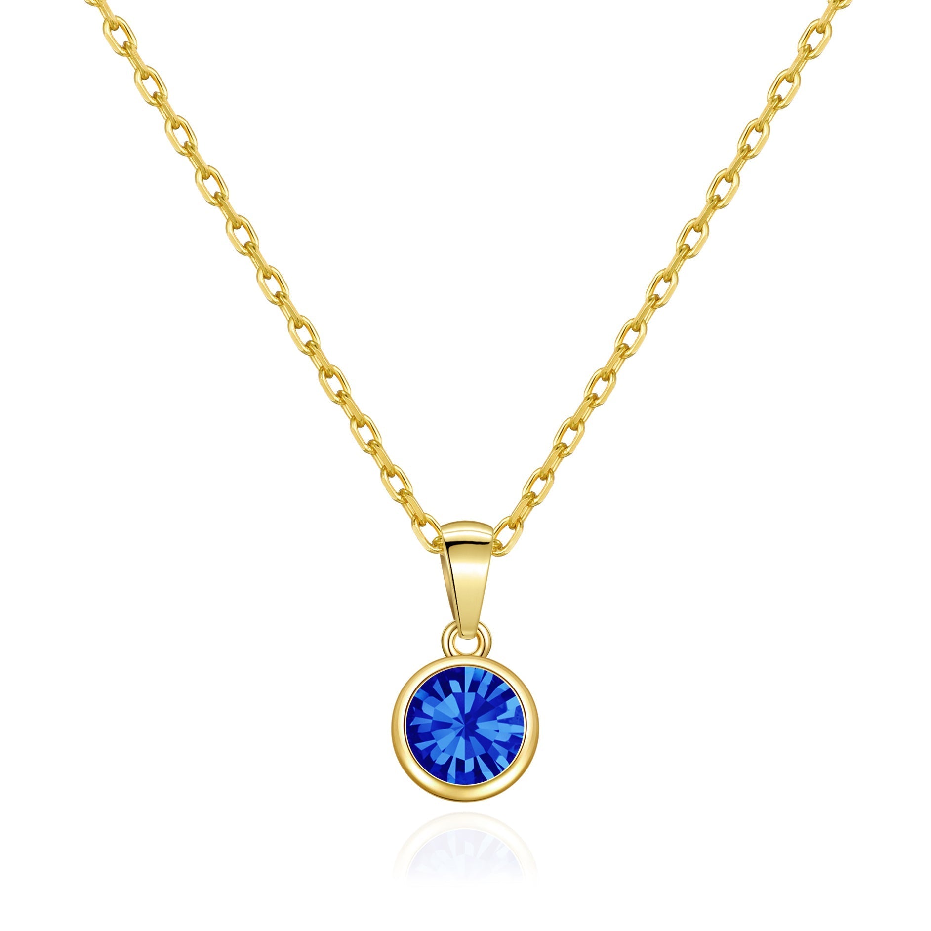 Gold Plated September (Sapphire) Birthstone Necklace Created with Zircondia® Crystals