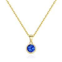 Gold Plated September (Sapphire) Birthstone Necklace Created with Zircondia® Crystals