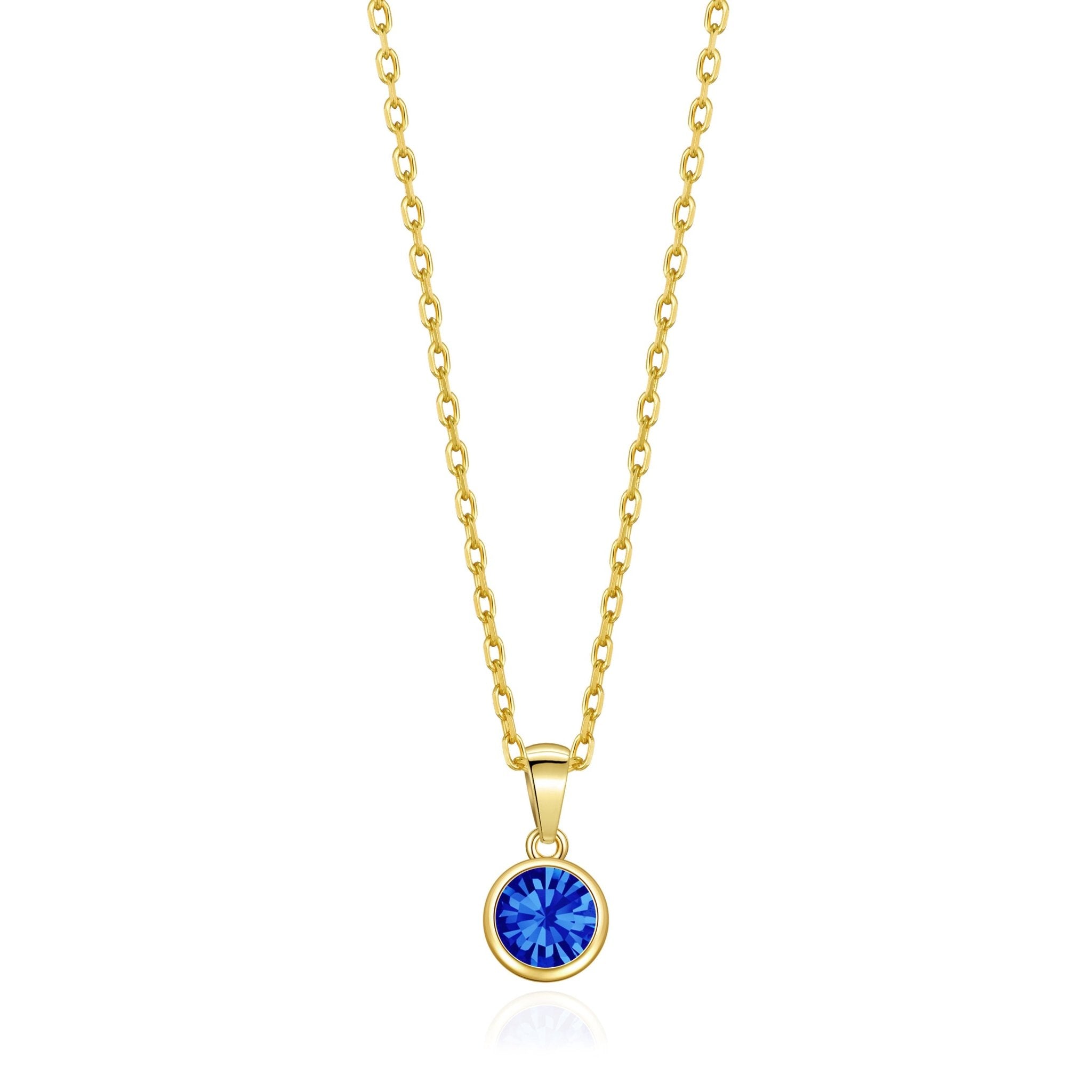 Gold Plated September (Sapphire) Birthstone Necklace Created with Zircondia® Crystals