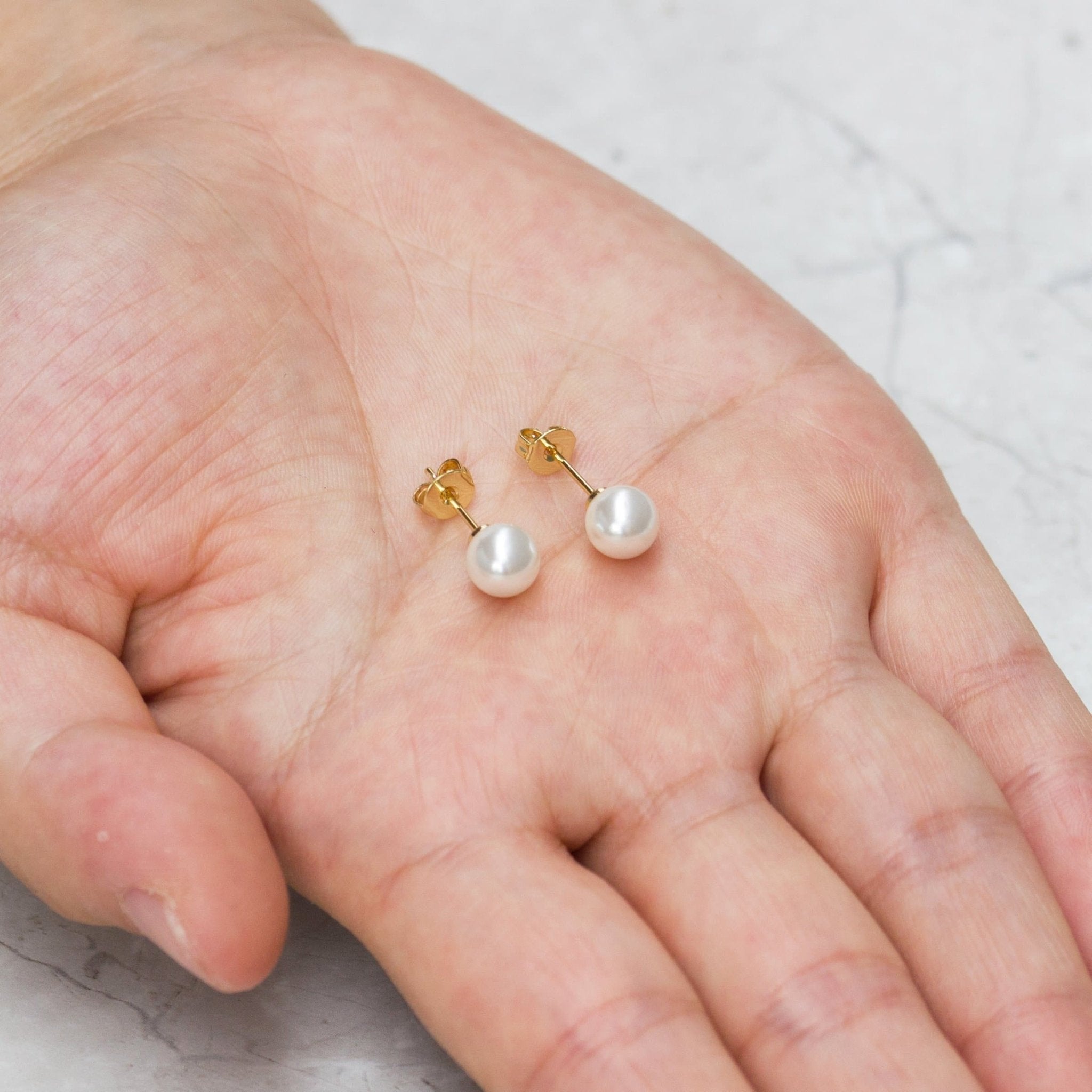 Gold Plated Shell Pearl Earrings