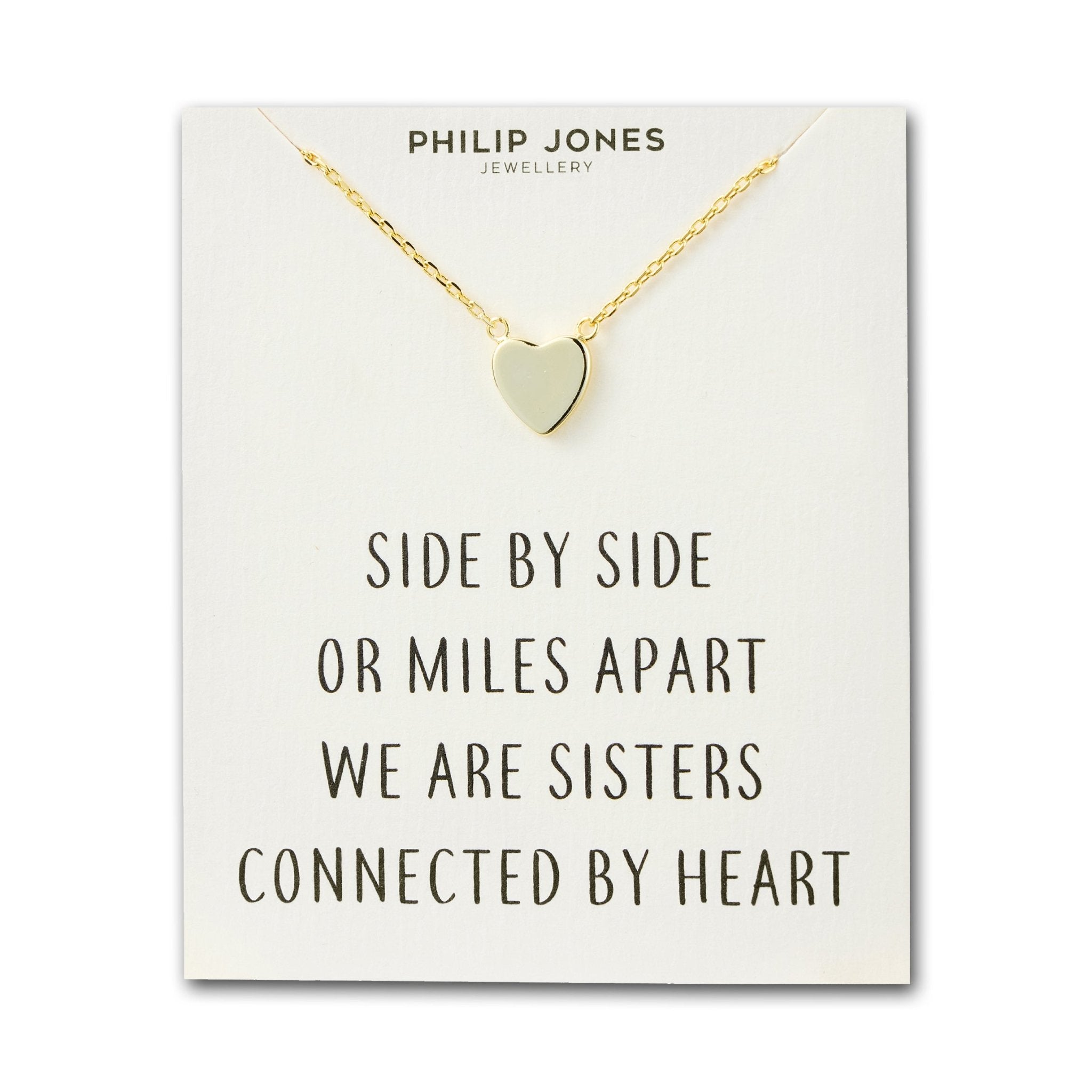 Gold Plated Sister Heart Necklace with Quote Card