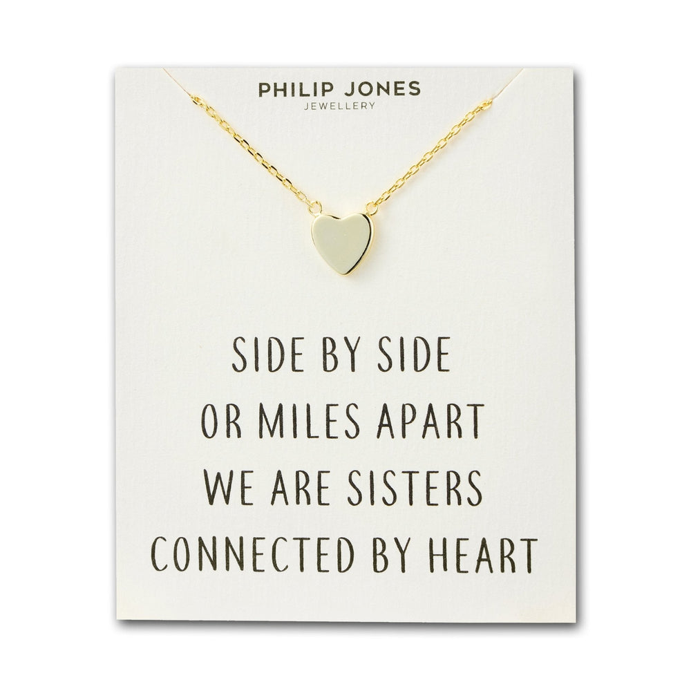 Gold Plated Sister Heart Necklace with Quote Card
