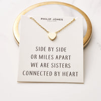Gold Plated Sister Heart Necklace with Quote Card