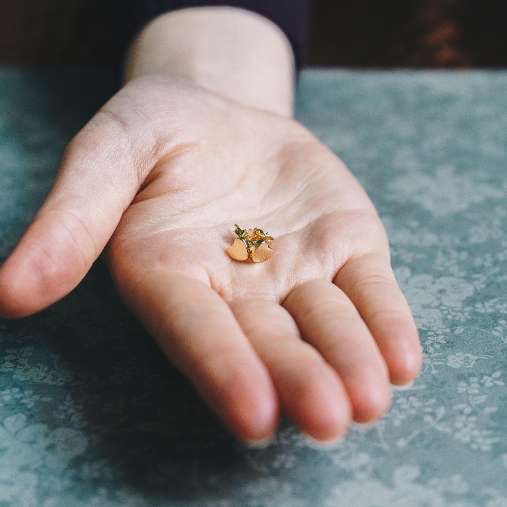 Gold Plated Sister Heart Stud Earrings with Quote Card