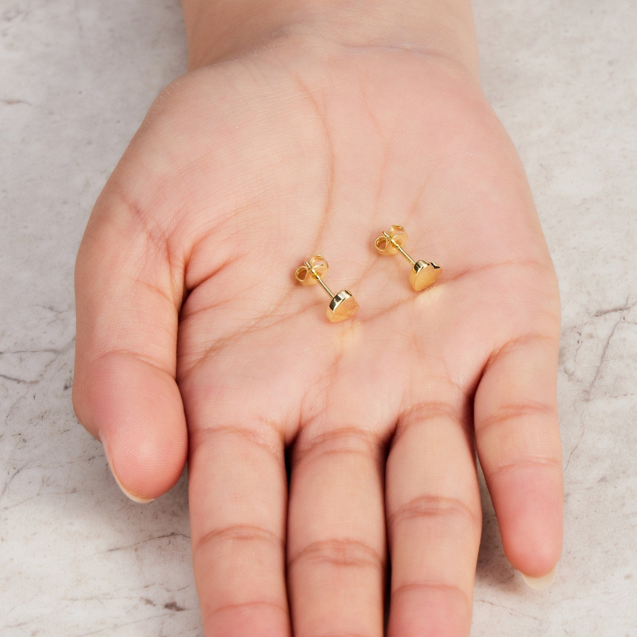 Gold Plated Heart Stud Earrings with Quote Card