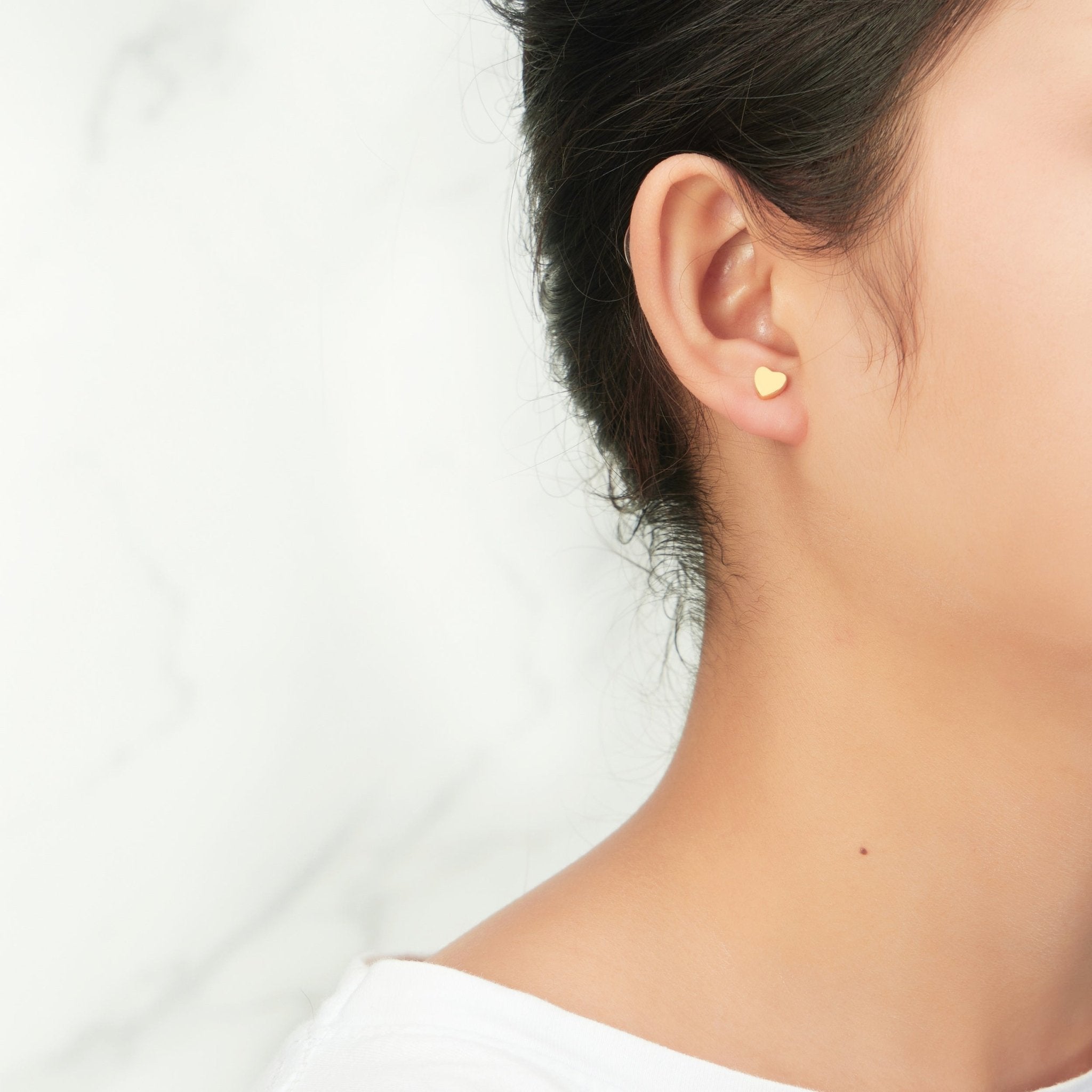 Gold Plated Heart Stud Earrings with Quote Card
