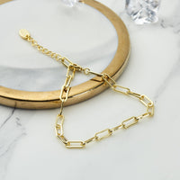 Gold Plated Small Link Paperclip Bracelet