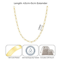 Gold Plated Small Link Paperclip Necklace