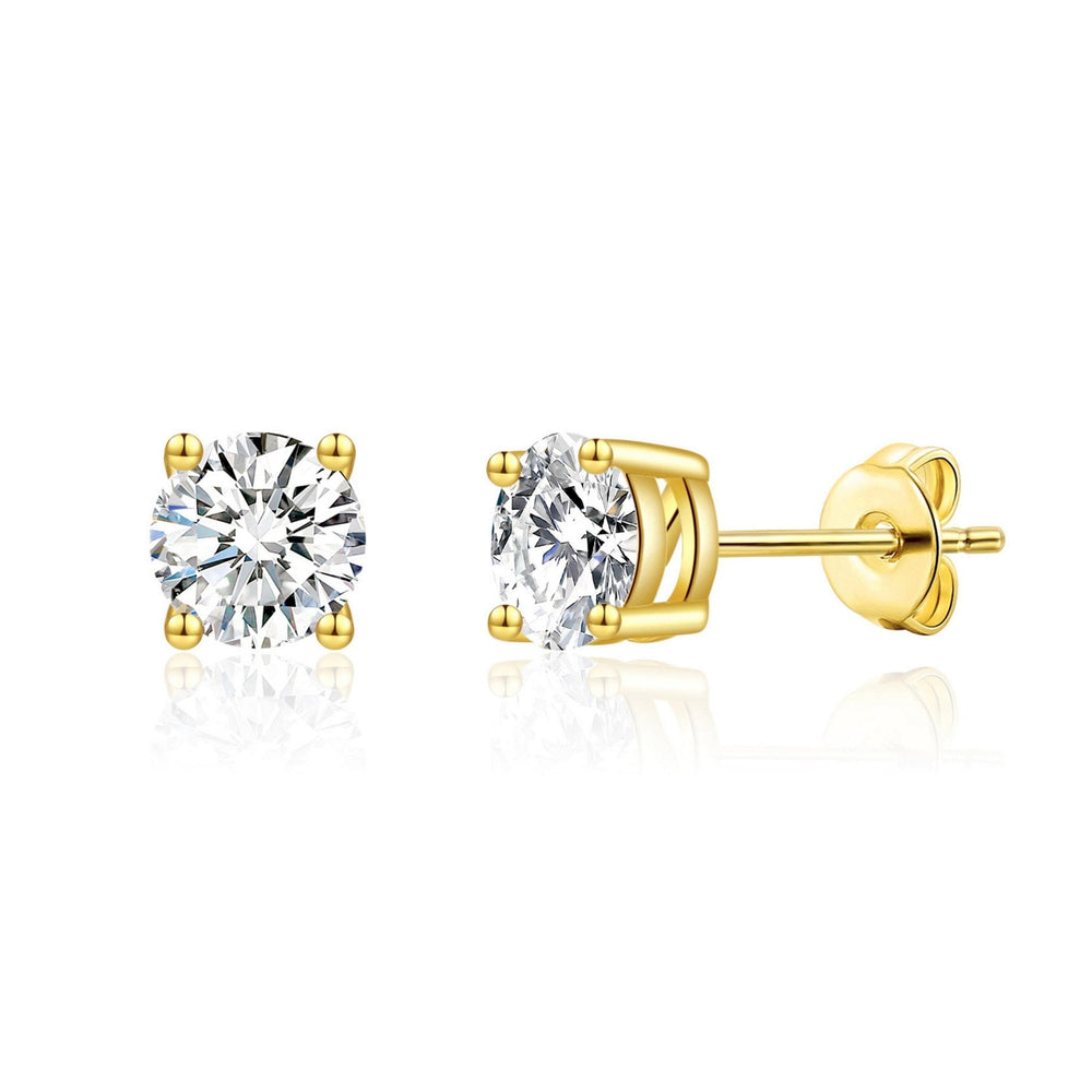 Gold Plated Solitaire Crystal Stud Earrings Created with Zircondia® Crystals