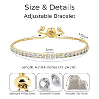 Gold Plated Solitaire Friendship Bracelet Created with Zircondia® Crystals