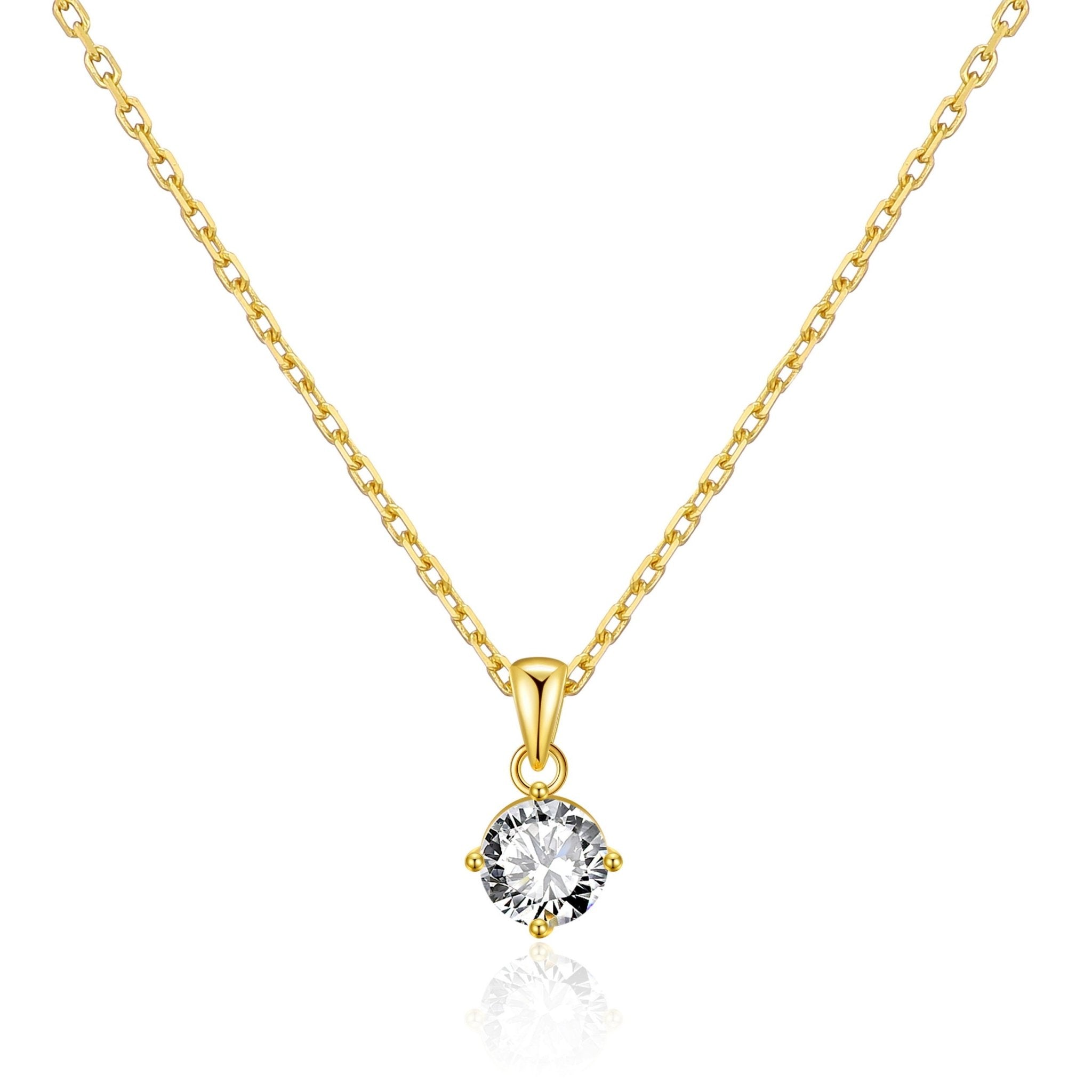 Gold Plated Solitaire Necklace Created with Zircondia® Crystals